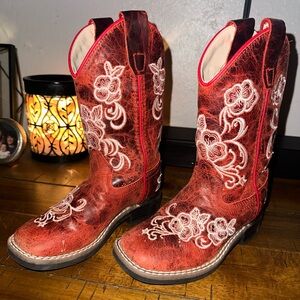 Corral Kids Red Floral Embroidered Boots